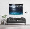 Moon Over Ocean TapestryNight Sky Tapestry Wall Hanging3D Fantasy Psychedelic Watercolor Wall Art for Bedroom Living Room Dorm