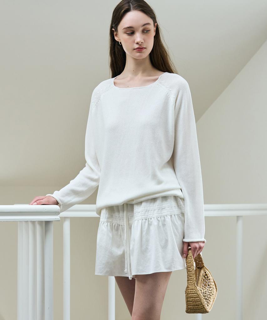 Deuloupisumeon Summer Linen Boat Neck Knit [Oatmeal]