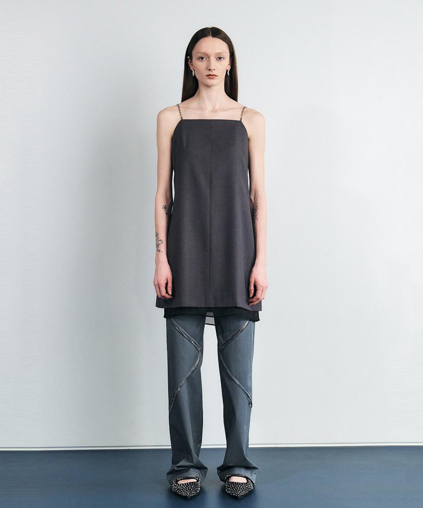 Sillot Chain Layered Mini Dress (Charcoal)