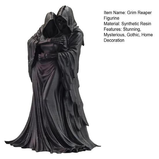 Dead And The Dark Queen Figurine Gothic Grim Reaper Tabletop Ornament Resin Spooky Robe Couple Sculpture for Desktop Bookshelf Decor