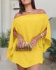 2025 Spicy Girl Solid Color Split Sleeve Dress Set - Slimming Short Skirt, Casual & Chic