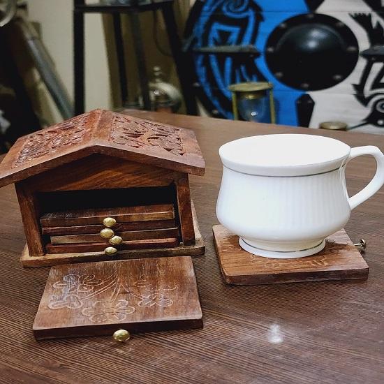 Sottobicchieri da tè dal design rustico in legno, 8,89 cm, bellissimo regalo di Natale realizzato a mano