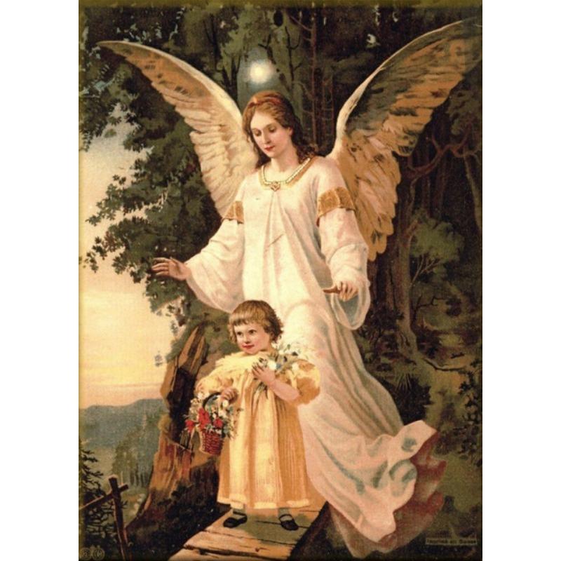 Vintage Guardian Angel with Children Canvas Painting Prints and Posters Wall Art Picture for Home Children Room Decor Cuadros
