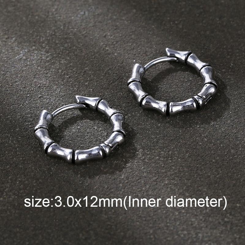 1 Pair Multi Style Non-fading Small Round Hoop Earrings For Men Women Stainless Steel Gothic Retro Ear Ring Ear Buckle Jewelry