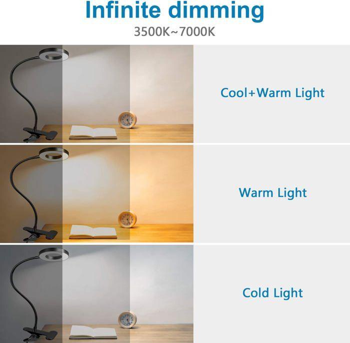 Desk Lamp - HANDEIU - Clip-on Model - 48 LEDs - 3 Lighting Modes - 10 Brightness Levels