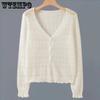 Cardigan Sweater Fashion Solid Basic Chic Long Sleeves Kint Streetwear Hollow Sun Temperament Protection Shawl Clothing