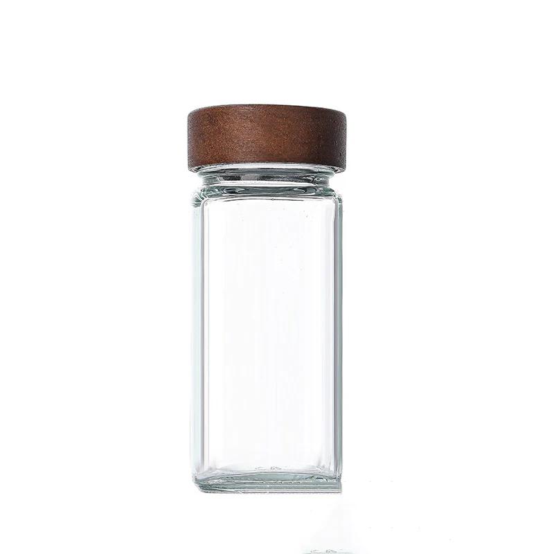 Glass Spice Jars with Bamboo Lid Collapsible Funnel Include with Minimalist Spice Labels Stickers Container Bottles for Spice Rack