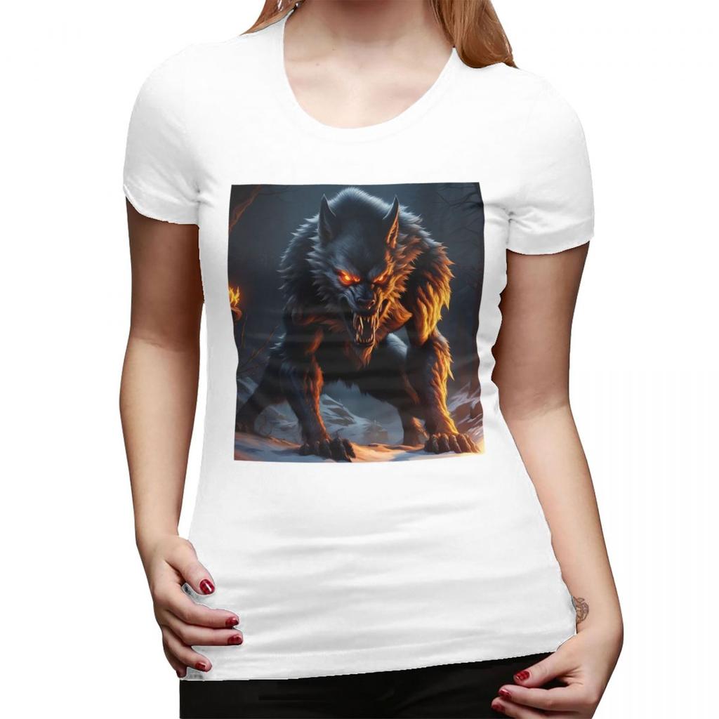 The Werewolf TShirt for Women Round Neck Streetwear T Shirts Womens Short Sleeve Summer Clothes Tops