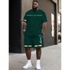 Simple Letter Print T-shirt Shorts 2-piece Set Fashion Men's Suit Big Size Loose Short Sleeve T Shirt Drawstring Shorts Set
