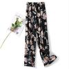 Cotton Silk Pajama Pants Female Summer Thin Section Anti-mosquito Wide Legged Pants Solid Color Outside Home Leisure Printing Nine-minute Beach Pants