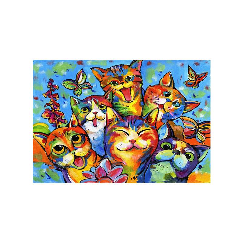 Peinture sur toile de chaton aquarelle mignon, peinture animale colorée, chambre d'enfant, chambre de bébé, salon, peinture décorative