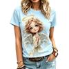 Healing Angel Girl T-shirt for Women Summer New Style, Heartfelt Wings Print Loose Short Sleeve Design Top