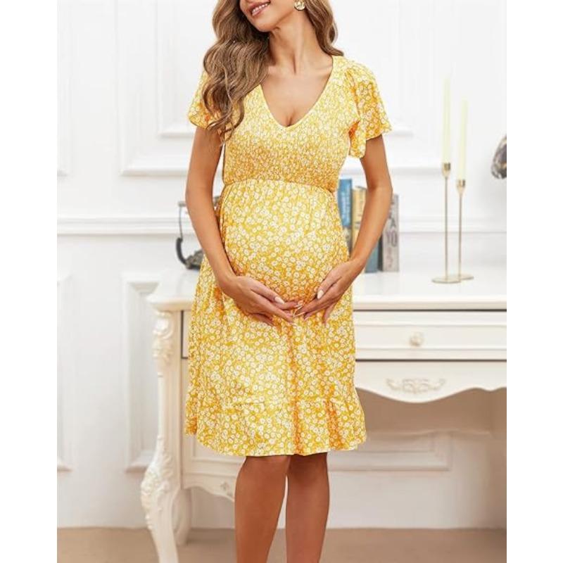Women's Summer Pregnant Women's V-neck Dress Loose Comfortable Casual Dresses