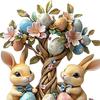 Ostergartenstecker, 2D-Acryl, Hase, Hof-Dekorationsstecker, Cartoon-Kaninchen, farbige Eier, Willkommensschild, Stecker, Feengarten-Zubehör für Rasen und Veranda
