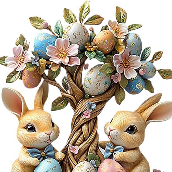 Ostergartenstecker, 2D-Acryl, Hase, Hof-Dekorationsstecker, Cartoon-Kaninchen, farbige Eier, Willkommensschild, Stecker, Feengarten-Zubehör für Rasen und Veranda