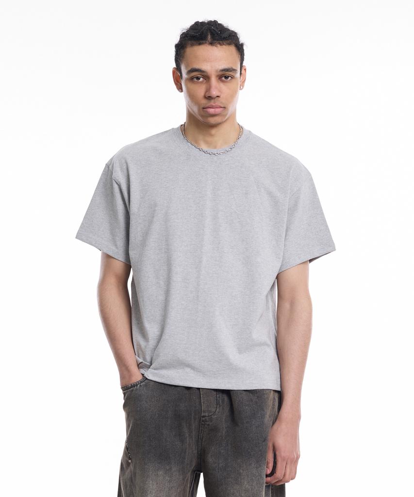 CREAM SODA LAB Men'S Standard Fit Cropped Short Sleeve Tee Gray