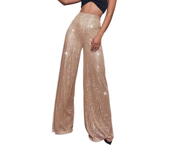 2025 Trendy Pearl Sequin Wide-Leg Women's Floor-Length Pants