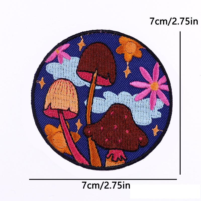 Iron On Embroidered Patch Outdoor Adventure Design Cosmic Mushroom Astronaut For Denim Jacket Hat Bag DIY Customize Decoration