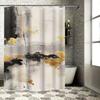 Artistic Black Gold Shower Curtain Set for Bathroom Decor Long Water Repellent Fabric Luxurious Home Decoration Items