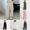 Women Casual Cargo Pants Drawstring Wide Leg Solid High Waist Streetwear Overalls Lightweight Loose