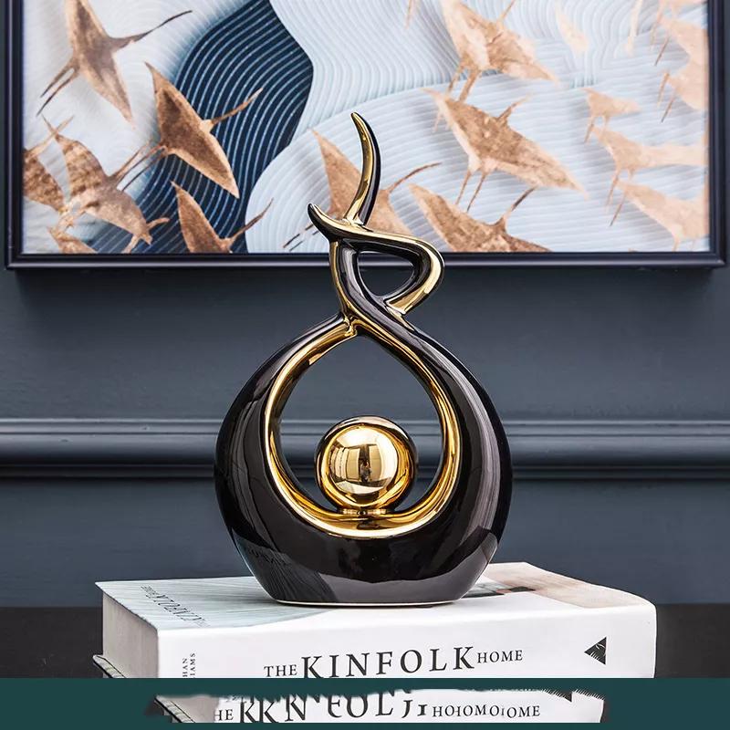 Modern Luxurious Living Room Home Decoration Accessories Abstract Ceramic Figurines Office Decoration Desk Souvenir Crafts Gift