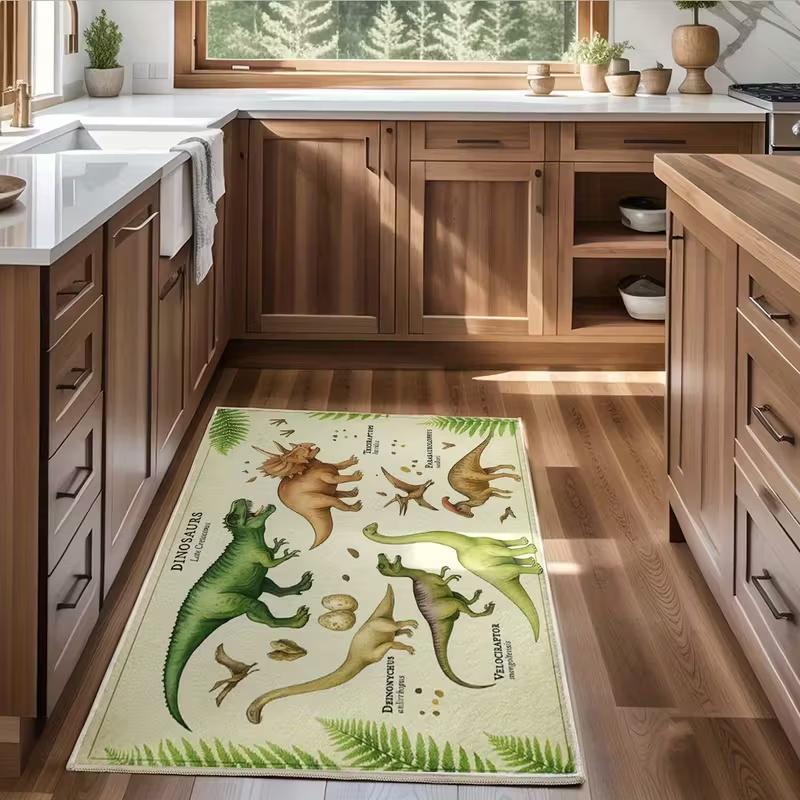 Dinosaur Rug Non-Slip Play Mat Carpet for Boys Bedroom Kids Playroom Living Room Classroom Area Floor Mat Home Decor Doormat