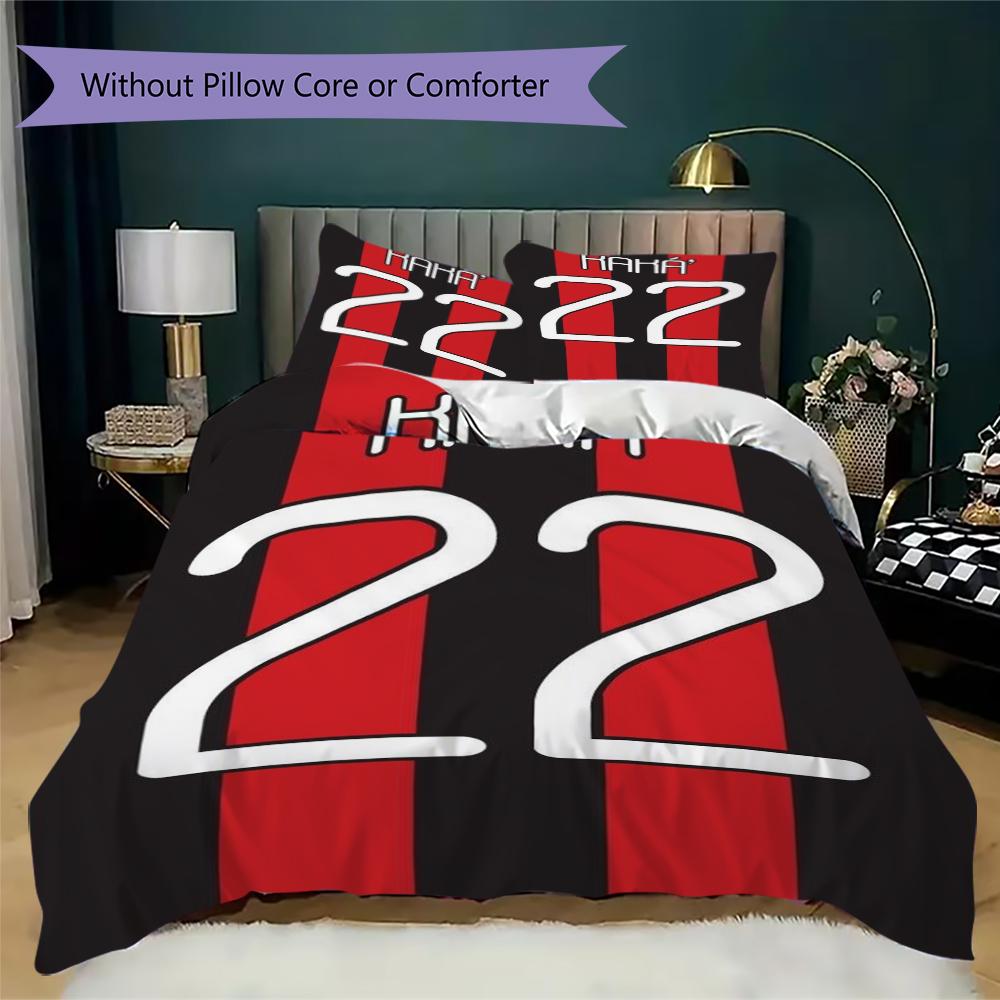 AC Milan Pattern Bedding Uilt Set Uilt Cover Pillowcase Home Decoration Birthday Gift (1 * Duvet Cover + 2 * Pillowcase Without Core)06
