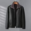 Men's Fleece-lined Thick Leather Coat PU Leather Jacket Autumn and Winter Zipper Fur Coat