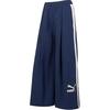 Retro Breathable Durable Wide Leg Side Stripe Casual Pants Women Bottoms Navy-Blue 625686-55