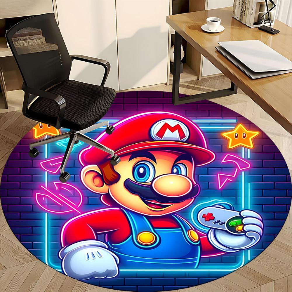 1 Stück Mario Gaming Büro Runder Teppich, Indoor-Matte Geeignet für Büro, Schlafzimmer Wohnzimmer Heimdekoration, Zimmerdeko, Offic a0926224