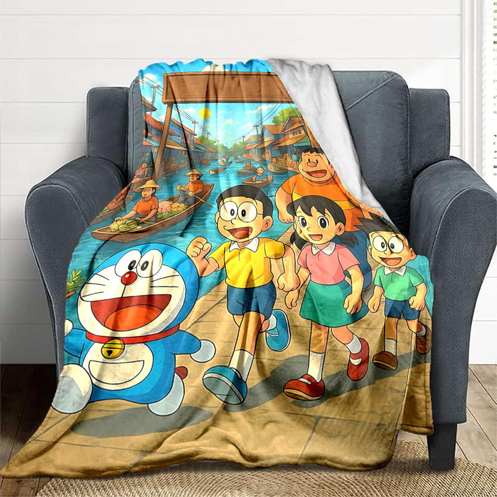 1 Stück Doraemon, Nobita Decke Weich Ganzjahres-Überwurf mit Lebendigem Design, Perfekt für Zuhause, Reisen und Geschenke, Ideal für Nickerchen und Camping