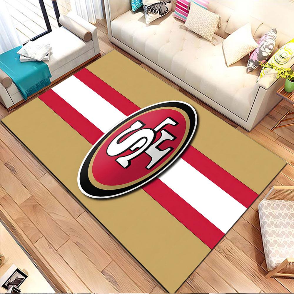 Red and Gold Oval Logo Design Patterned carpet, non slip mat suitable for living room and bedroom sofas
