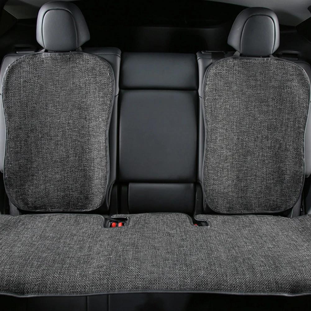 Flax Seat Pad Cover For Tesla Model 3 Model Y Breathable Comfortable Non-slip Car Front Drivers Passenger Rear Seatback Cushion
