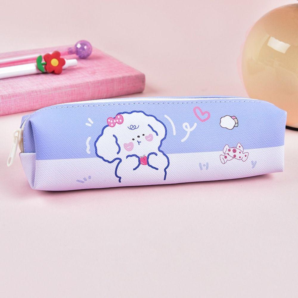 PU Leather Pen Bag Waterproof Stationery Bag Cute Cartoon Pencil Case  Gift