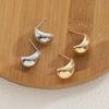 Water Droplet Metal Drop Earrings Retro French Glossy Earrings New Half-round Stud Earrings  Women