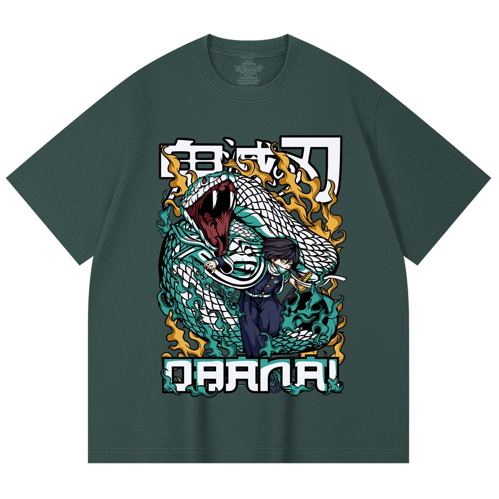 230 Gsm 100% Cotton Demon Slayer V103 Obanai Print Unisex Heavy Cotton T Shirt