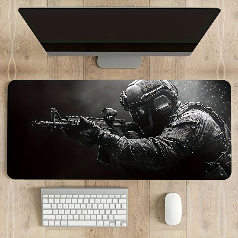 Extended XXL Tactical Gaming Mousepad - Soldier Art Design, Anti-Slip Rubber Base, Waterproof Desk Mat for PC Gamer, Work & Office