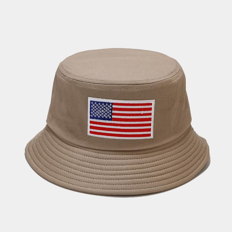 Hot Sale American Flag Labelled Bucket Hat Men and Women Embroidered Sunscreen Basin Hat Sun Hat