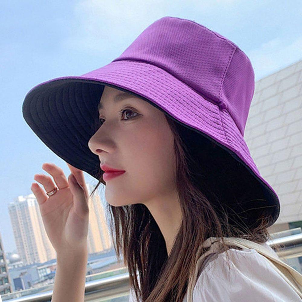 Spring Summer Panama Hat Double-Sided Anti-UV Fisherman Cap Bucket Hat Beach Cap Sun Hat