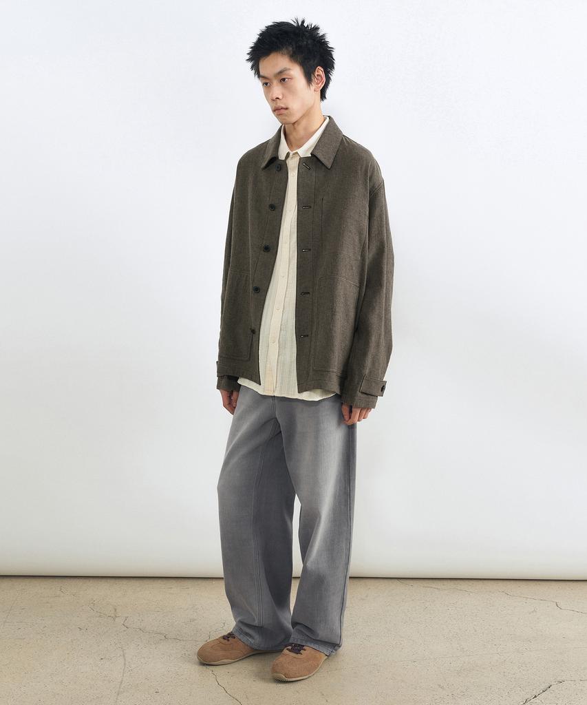 Insilence Linen French Work Jacket Brown