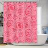Pink Rose Shower Curtain Home Decor Waterproof Bath Rug 24X72 Red Floral Print Bathroom Curtains For Women'S Bathtub