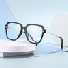 Retro TR Large Frame Flat Lenses Men's Anti-Blue Light Glasses