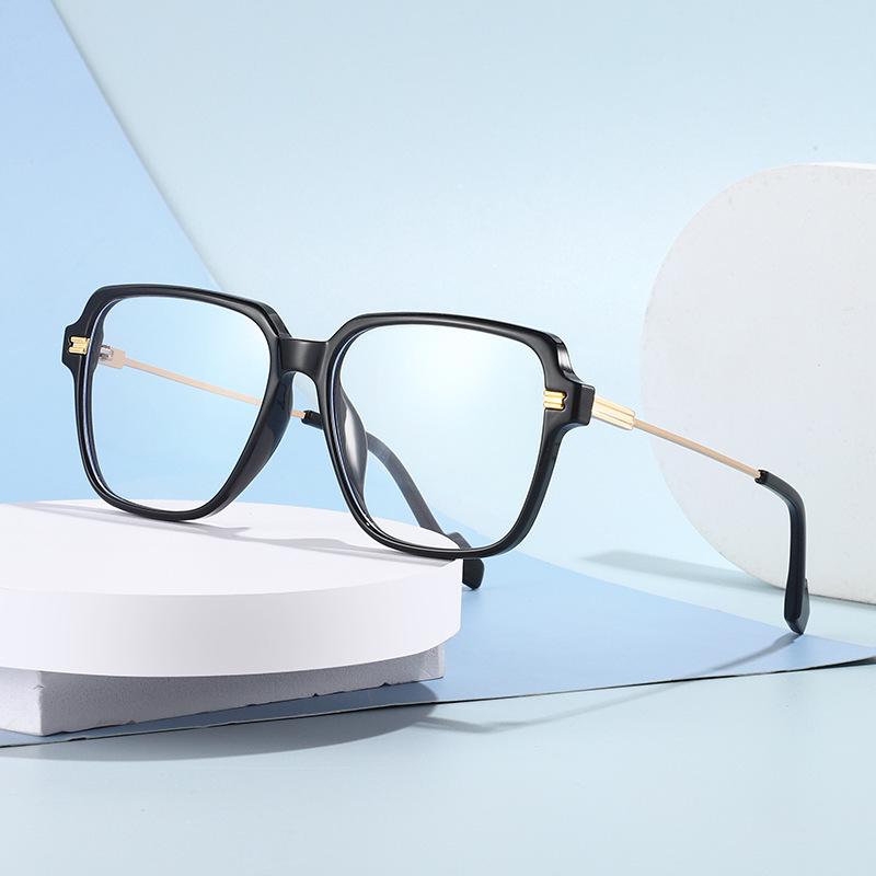 Retro TR Large Frame Flat Lenses Men's Anti-Blue Light Glasses