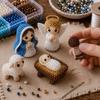 Kit de perles à faire soi-même pour la Nativité, Ensemble d'art en perles Maman, Joseph, Petit Jésus 3D Mignon, avec des Perles Colorées et des Accessoires, Projet d'Art en Perles de la Sainte Famille pour Débutants