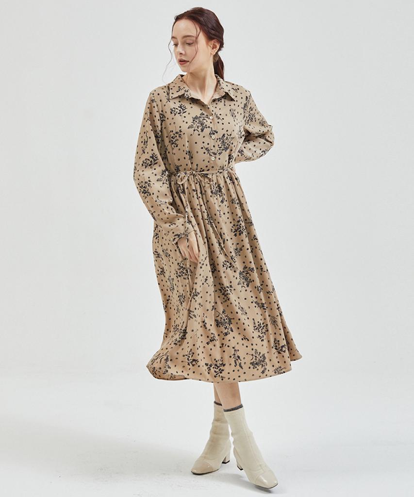 Manavis Seven Diane Half Shirt Dress Beige