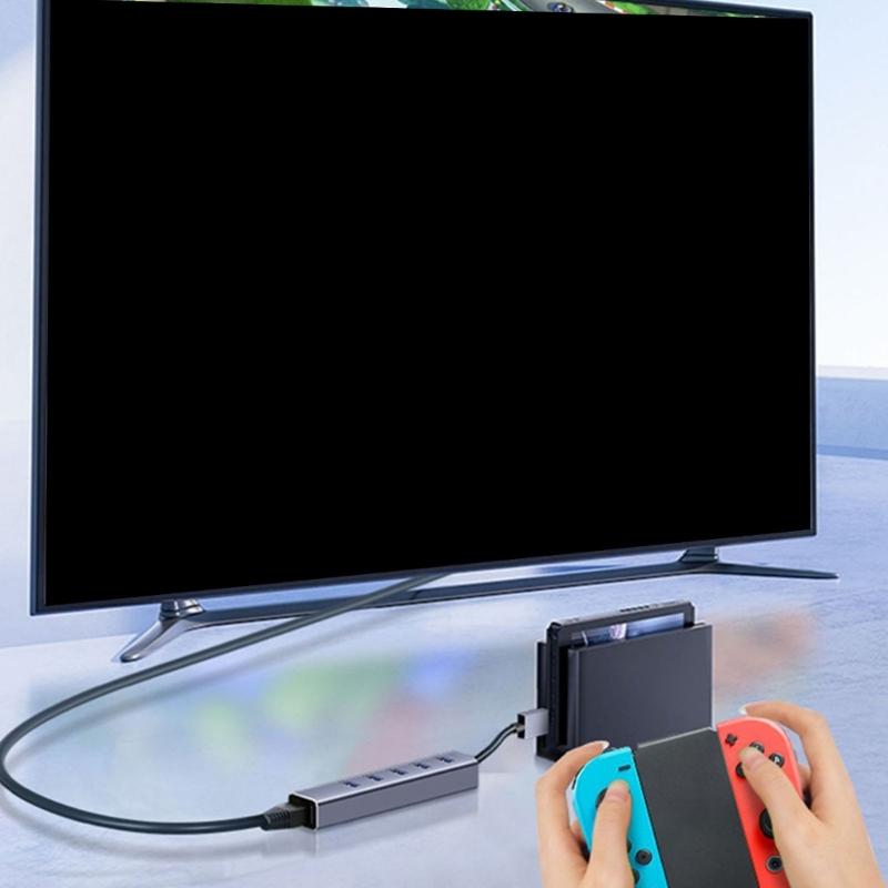 Efficient USB 3.0 Type C Hub With 3 Port And Gigabit Ethernet Adapter Suitable For Laptops And Computers Fast Internet