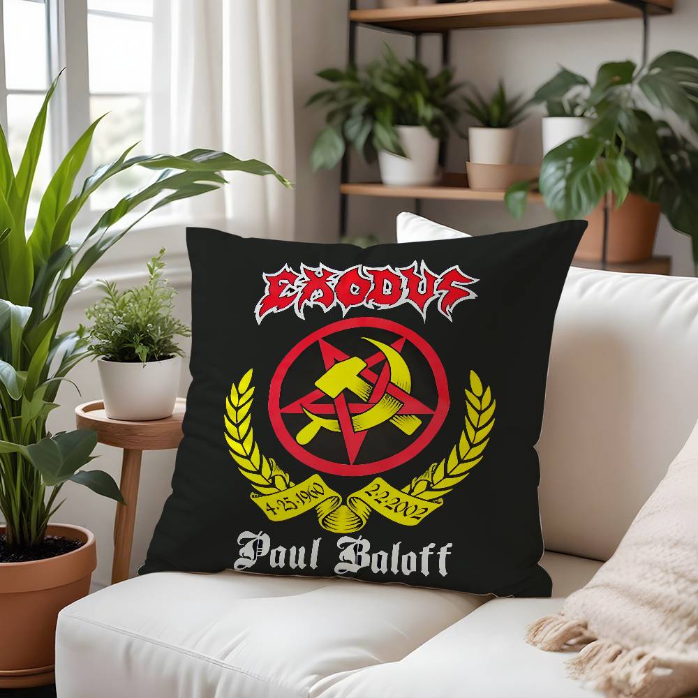 Rock Band-E-Exoduss Pillow Case Plush Fabric Soft Pillowcase Double Sided Print Cushion Cover Household Gifts