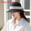 French Summer Dot Ribbon Raffia Hat With Wide Brim Sun Protection For Women
