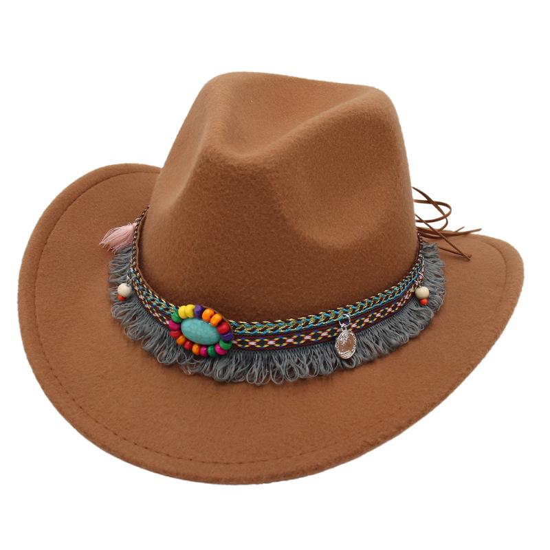 Ethnic Style Children's Top Hat Tibetan Western Cowboy Hat Upturned Felt Hat Parent-child Sun Protection Sun Hat Dance