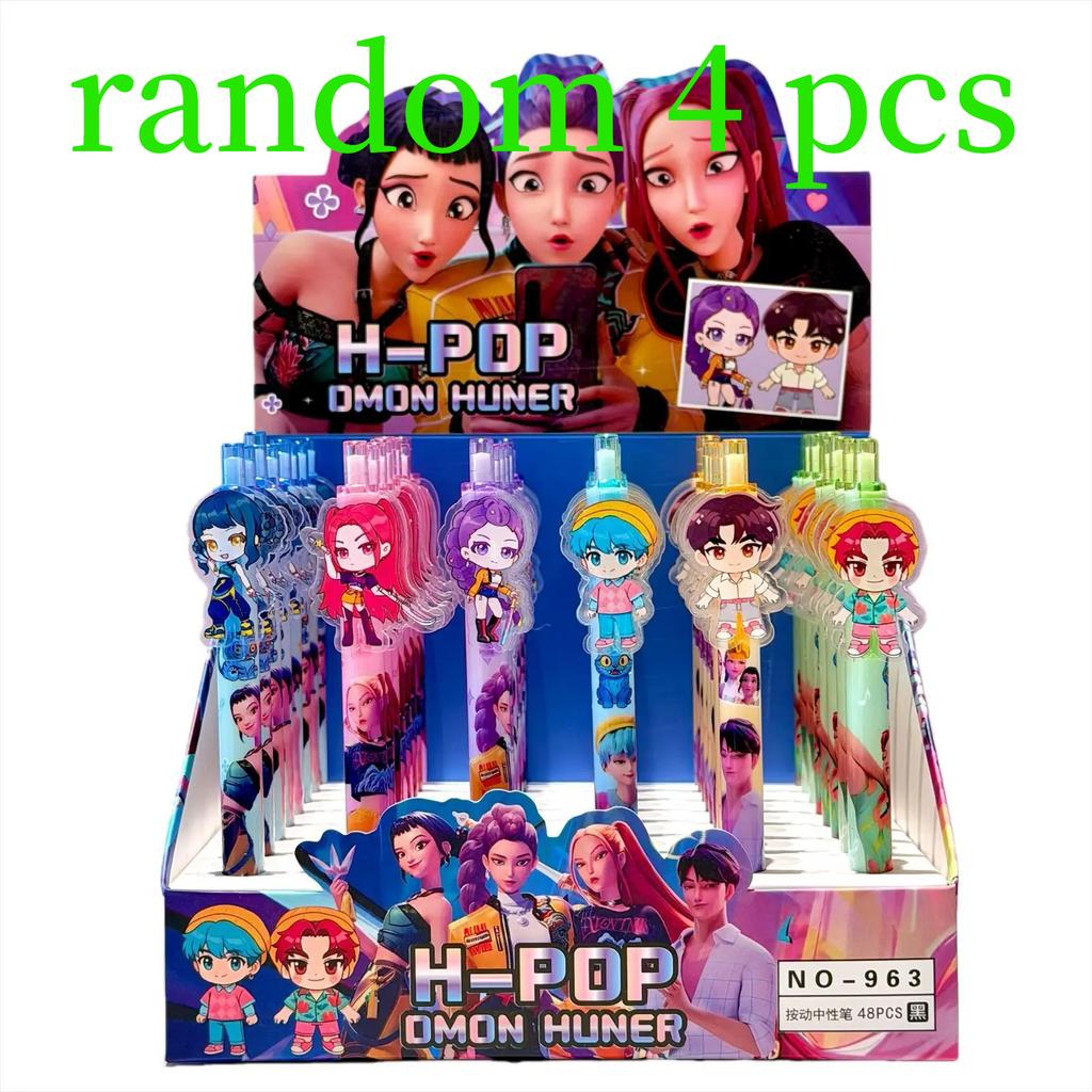 Haute Qualité 2026 Chaud Mignon K-POP Chasseurs de Démons Stylo Gel à Presser 6 Pièces 0.5mm Patch Acrylique Noir Papeterie Scolaire de Grande Valeur pour Étudiants